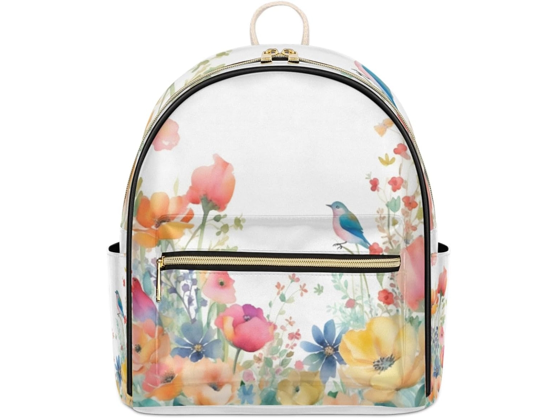 Mochila Tropicallife em couro com estampa floral e Passaic para mulheres, impermeável.