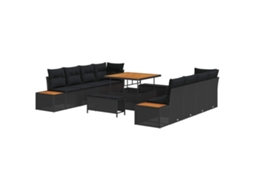 Maison Exclusive - Conjunto De Sofá De Jardim 11 Pcs Preto Vime Pe