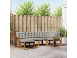 Vidaxl Conjunto De Sofás Para Exterior 6 Unid. Cinza Natural E Claro