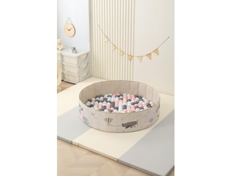 Parque de bolinhas infantil dobrável Baby Ball Pit 120 x 30 cm Inclui 100 bolas, tapete de base de 7 cm, bolsa de 0,5 cm Ubaby (Urso Nuvem Cinza)