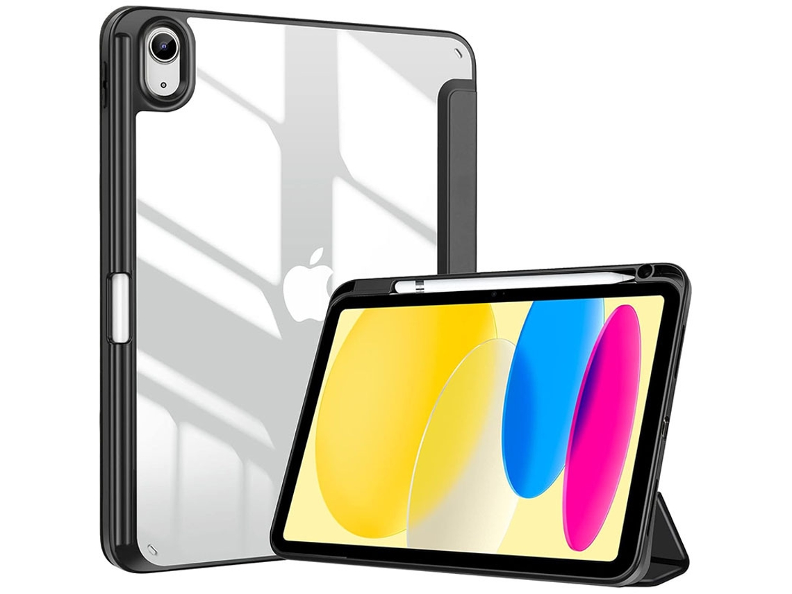 Capa Acrílica Giratória Suave Para Ipad 11.º/10.º Com Painel Traseiro Transparente E Função Auto Wake/sleep Preto Sfushos (2025)