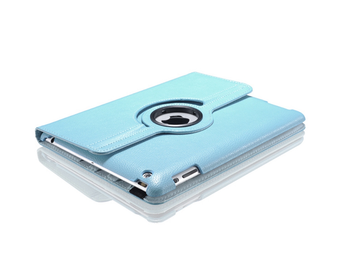 Capa Protetora Para Ipad Air 6, Capa De Couro Giratória Para Ipad 9,7 Polegadas Pro11, Estampa De Lichia 10,2, Azul Celeste, Aquaforge