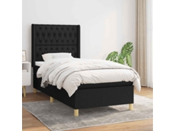 Vidaxl Cama com Molas/colchão 90x200 Cm Tecido Preto