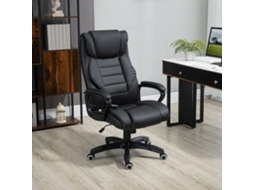 Cadeira Executiva Ergonômica Giratória Preta Com 6 Pontos De Vibração E Função Massagem, Ajustável Em Altura Para Escritório