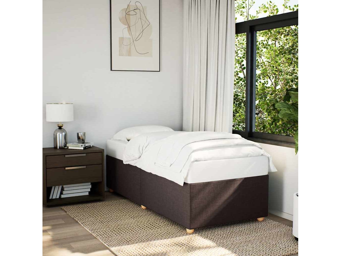 Estrutura De Cama Sem Colchão 90x200 Cm Tecido Castanho-escuro