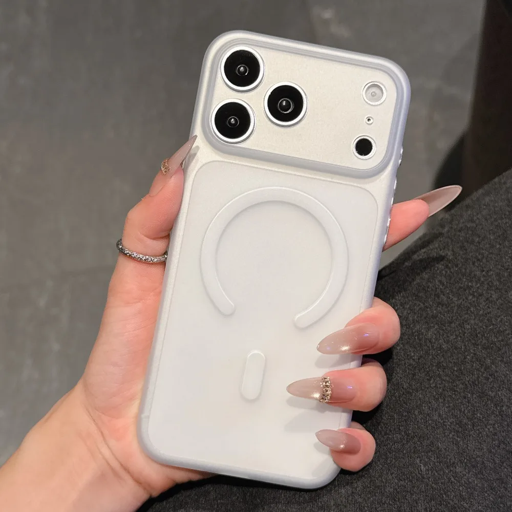 (branco, Iphone 16 Plus) Fosco Fino E Leve Caso De Telefone Matte Para Iphone, Suporte Magsafe Magnetic Suction