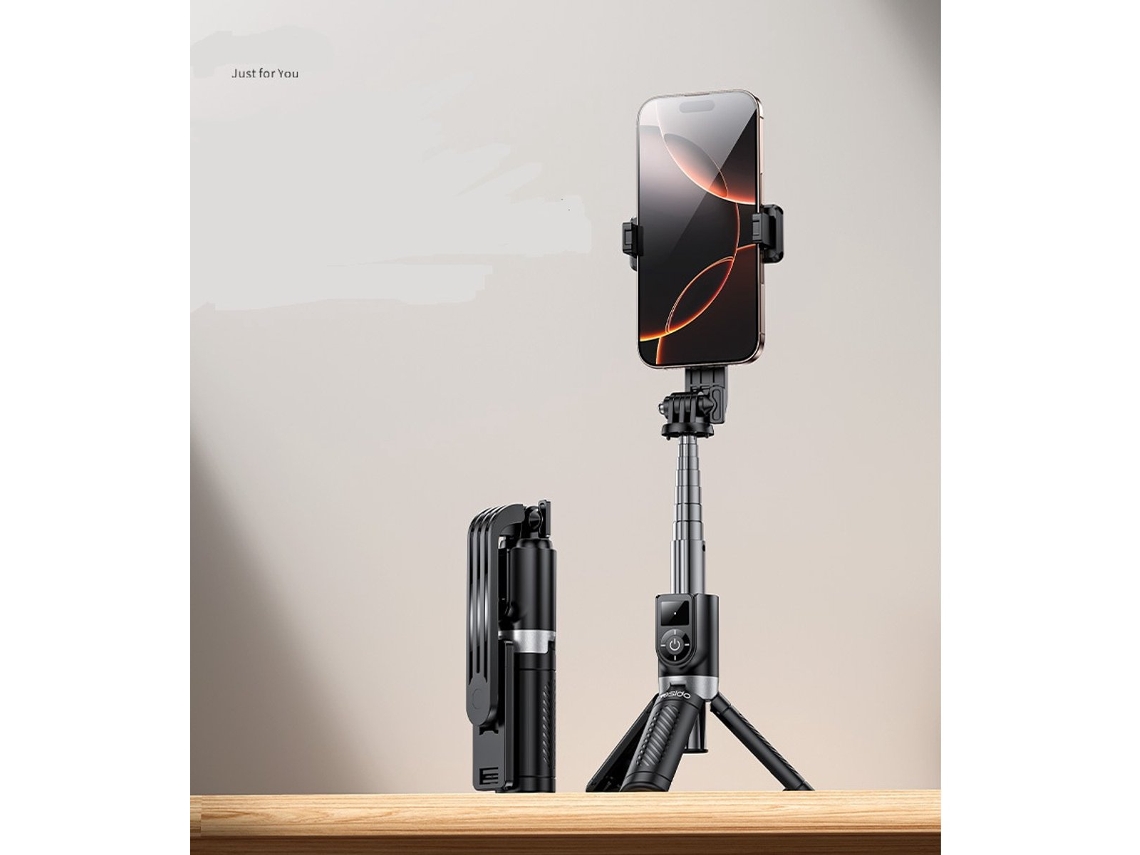 Bastão De Selfie De 74 Cm - Tripé Bluetooth - Bastão De Selfie 3 Em 1 - Preto