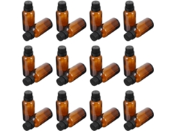 Conjunto de 12 frascos de vidro âmbar, 15ml, para miniaturas de óleos essenciais e perfumes.