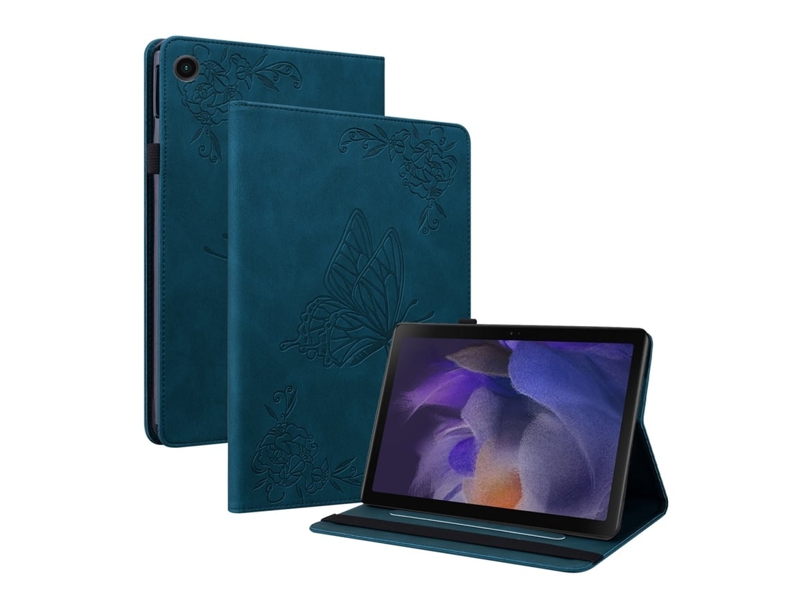 Capa Para Tablet Lurelia, Para Tab S9 11 Porta Cartão Borboleta Em Relevo Fosco Retrô, Azul Escuro, Dobrável Com Suporte