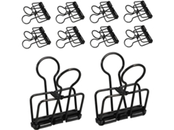 Conjunto de 10 pinos de metal leve em formato de bulldog, com design vazado e superfície lisa, ideais para organização.