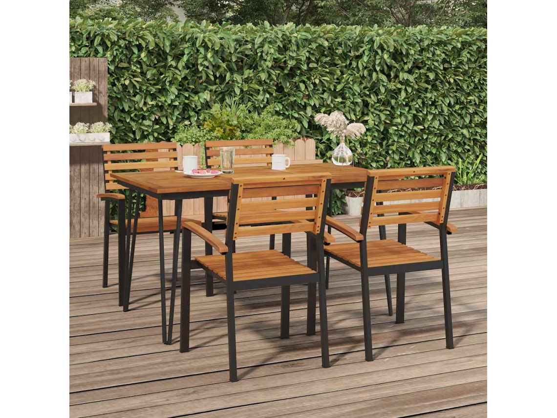 Vidaxl Mesa Jardim C/ Pernas Estilo Grampo 140x80x75 Cm Acácia Maciça