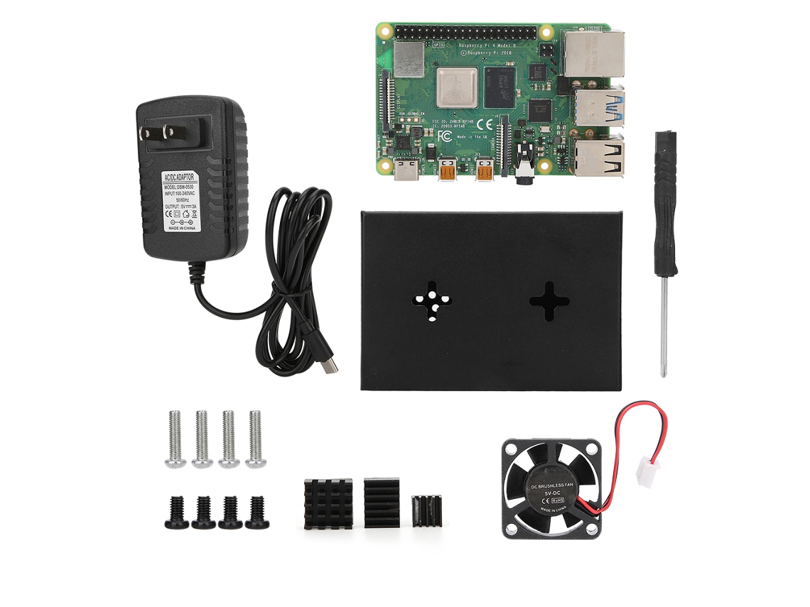 Kit Raspberry Pi 4b Com Estojo De Metal, Incluindo Cooler, Fonte De Alimentação E Chave De Fenda