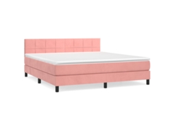 Cama com Molas/colchão 160x200 Cm Veludo Rosa MAISON EXCLUSIVE