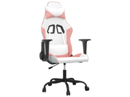 Cadeira Gaming Massagens VIDAXL Couro Artificial Branco e Rosa