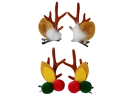 2Pcs Grampos de Chifre de Natal Penas Marrons + Bolas de Cabelo Marrons AURUM