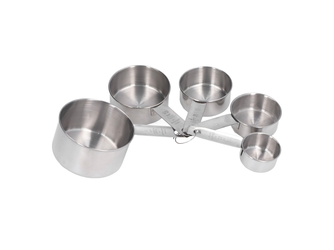 Conjunto De Copos Medição Empilháveis Aço Inoxidável, 5 Peças Com Escala, Ferramenta Cozimento Cozinha