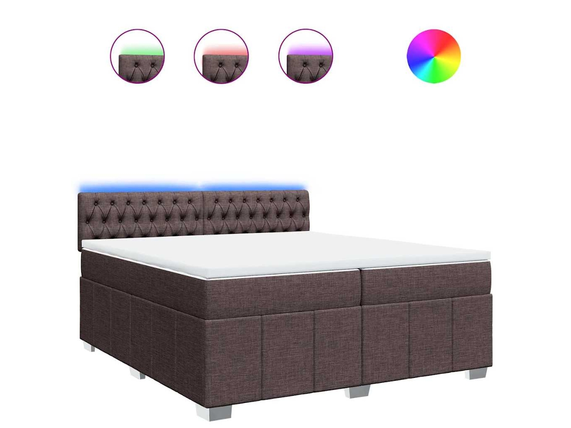 Cama com Molas/Colchão 200x200 Cm em Tecido Castanho Escuro MAISON EXCLUSIVE