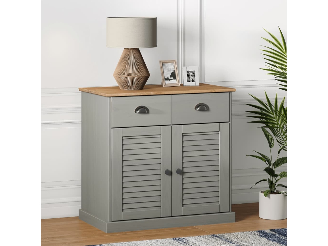Aparador Vigo con Cajones 78x40x75 cm Pino Macizo Gris