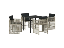 Conjunto de Jantar para Jardim 5 Pcs - Móveis de Jardim para Refeição Cinzento claro Vime Pe HARLANV1