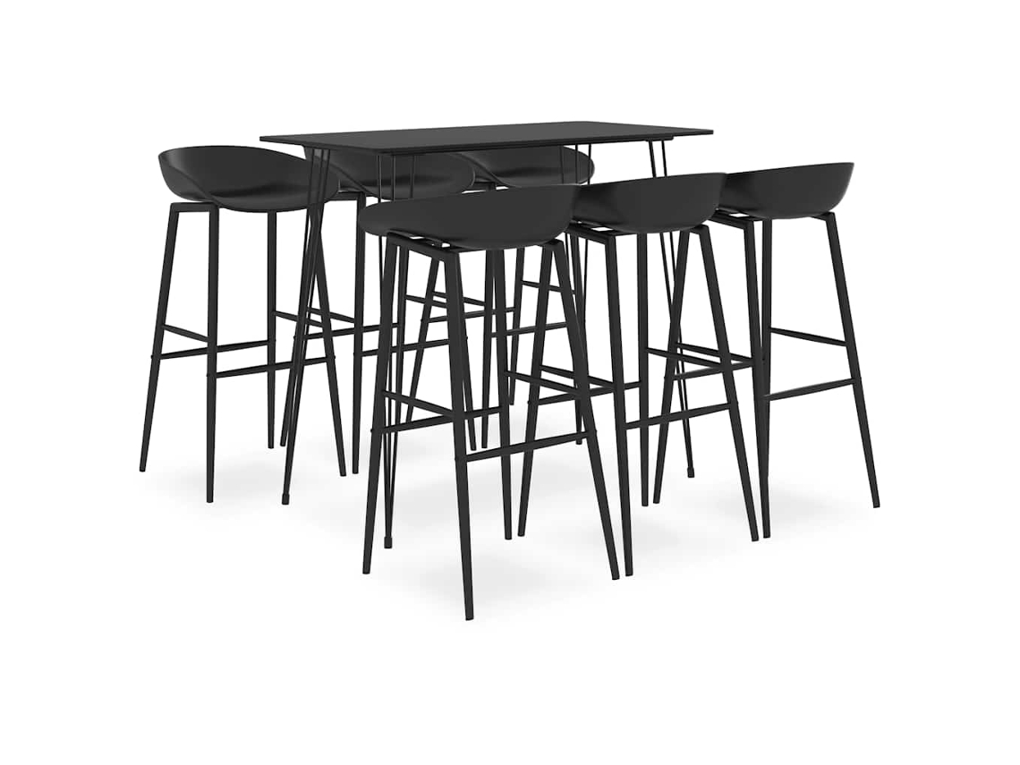 Vidaxl 7 Pcs Conjunto De Bar Preto