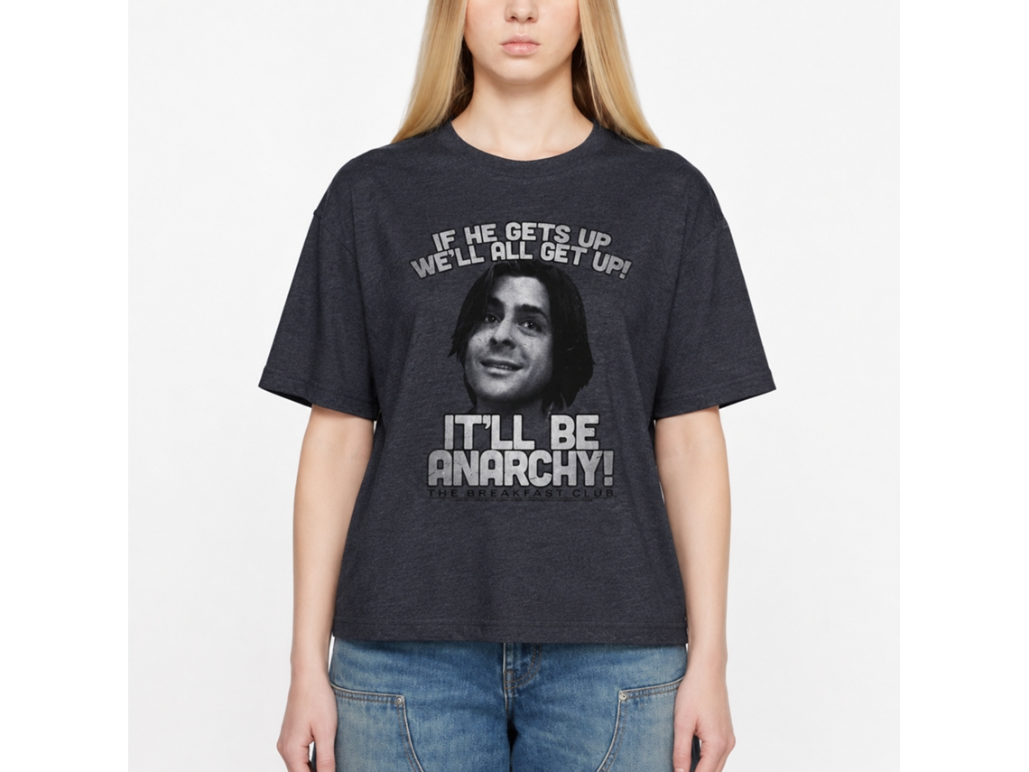 Rockinstone Breakfast Club Movie Anarchy Heather Navy Adult T-shirt Size:l