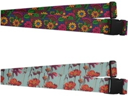 Conjunto De 2 Alças Bagagem Coloridas Com Estampas Abstratas Folhas E Flores Alça Viagem Ajustável Homens Mulheres