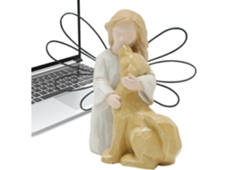 Estatueta de Anjo Cachorro, Estátua de Menina Abraçando Cachorrinho, Estatuetas de Anjo Cachorro em Resina, Monumento CHABERLU