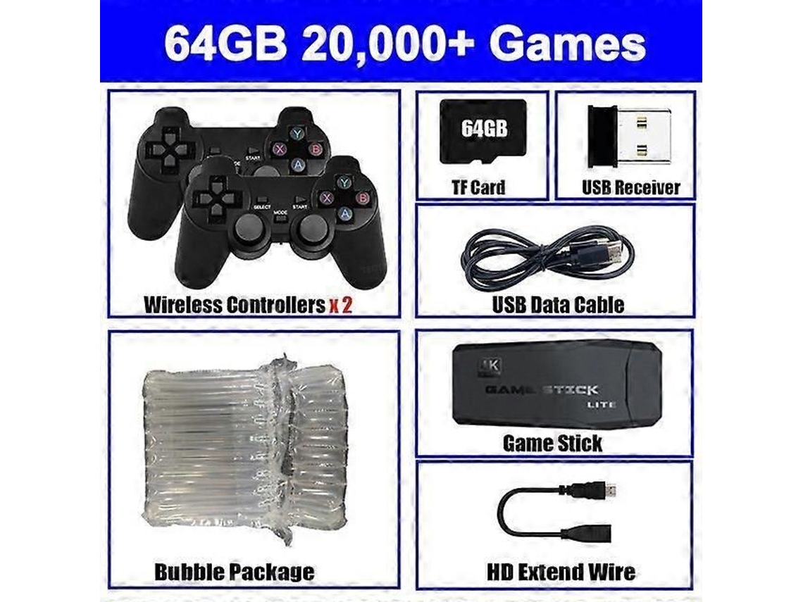 Console de videogame 4k com controle sem fio e 20000 jogos GOKOCO