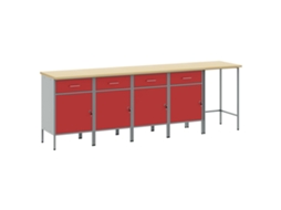 Conjunto 5 Armário De Ferramentas Vidaxl Vermelho Aço (255 X 55 X 85 Cm)