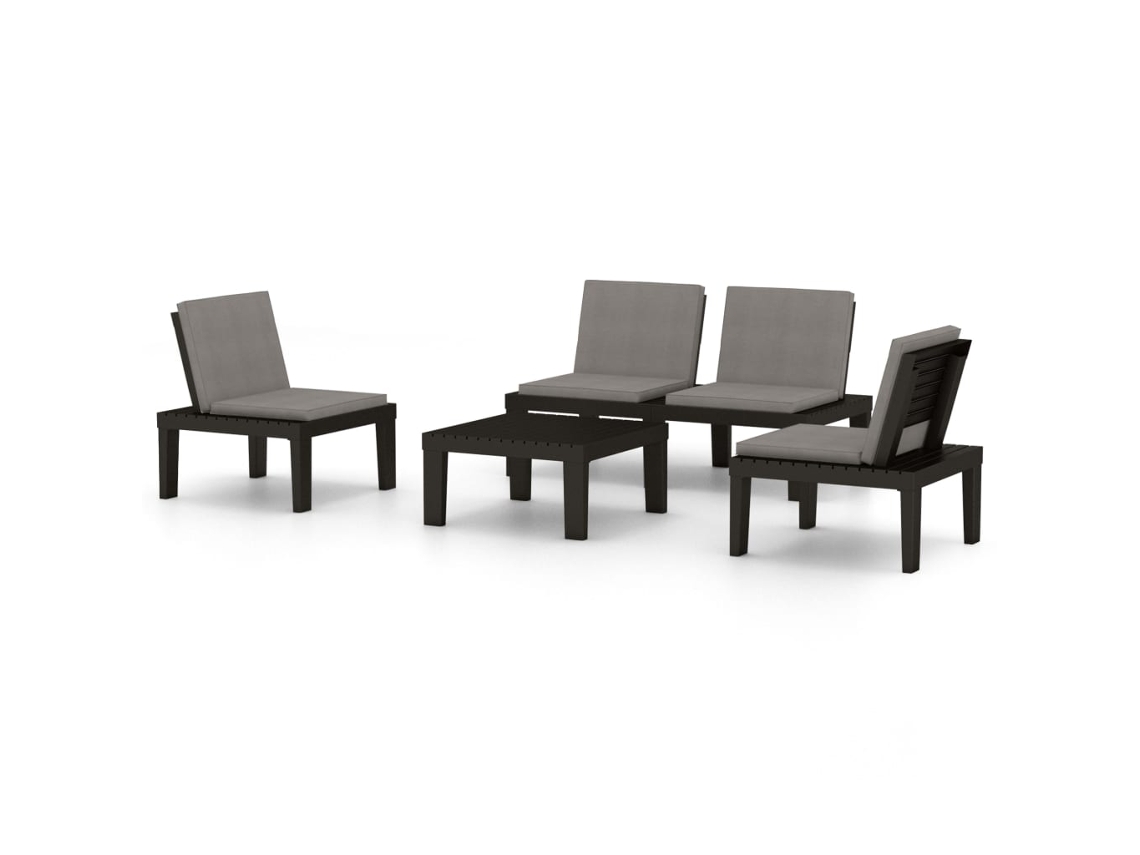 Conjunto de 4 Lounge de Jardim com Almofadões Plástico Cinzento MAISON EXCLUSIVE