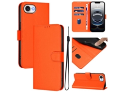 Capa De Couro Sintético Para Iphone 17e - Toque Suave - Cor Sólida - Com Cordão