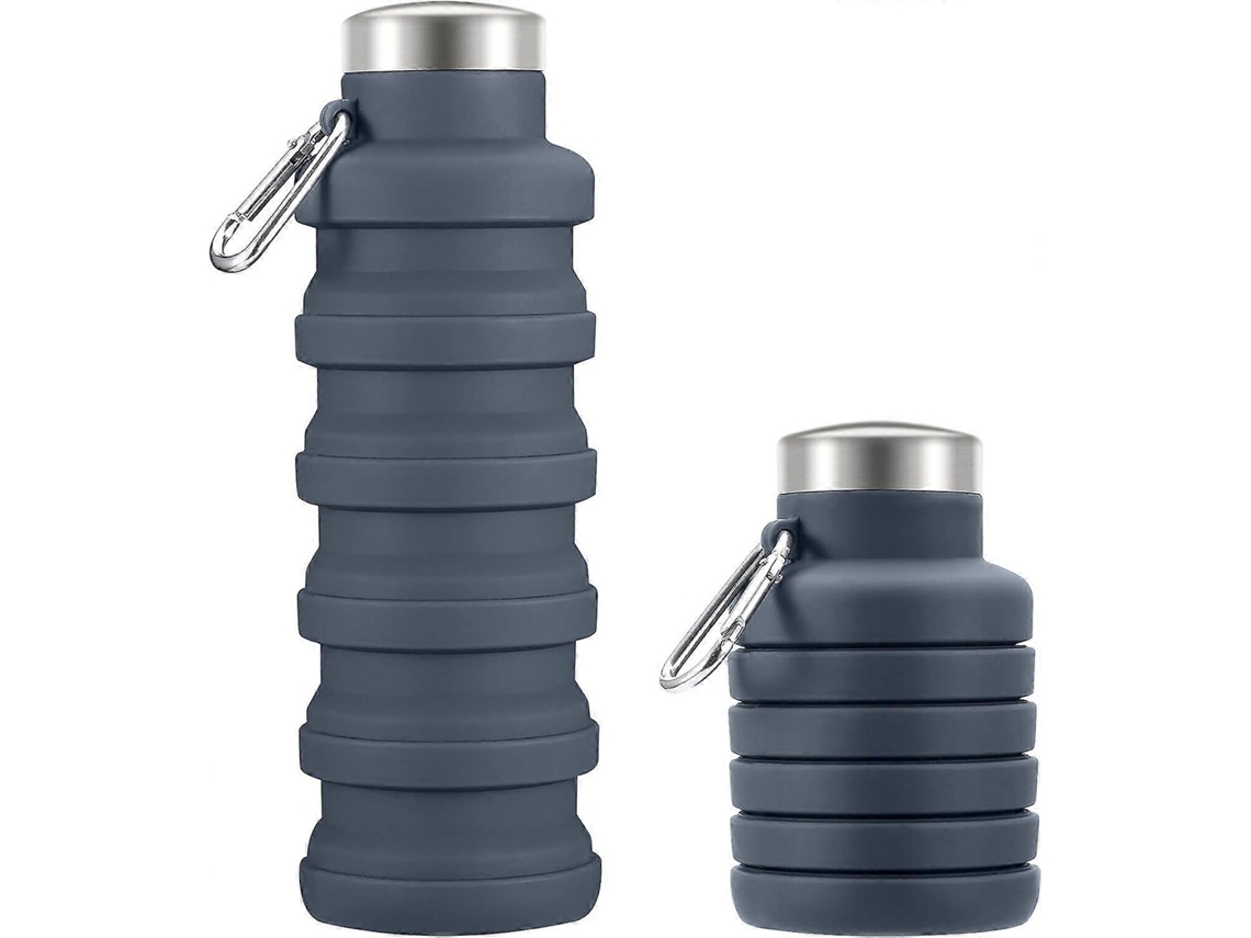 Garrafa de água dobrável de silicone Brilvibera, à prova de vazamentos, para academia e caminhadas, cinza.