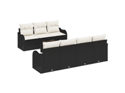 Conjunto 8 Conjunto De Móveis De Jardim Vidaxl Preto Vime Pe (55 X 55 X 37 Cm)