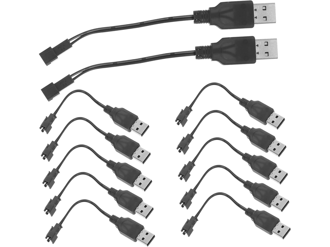 Cabo De Carregamento Usb Para Brinquedos Elétricos, Preto, 12 Peças,