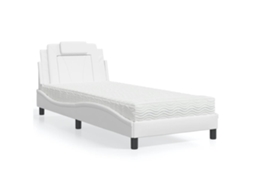 Cama Com Colchão 80x200 Cm Couro Artificial Branco