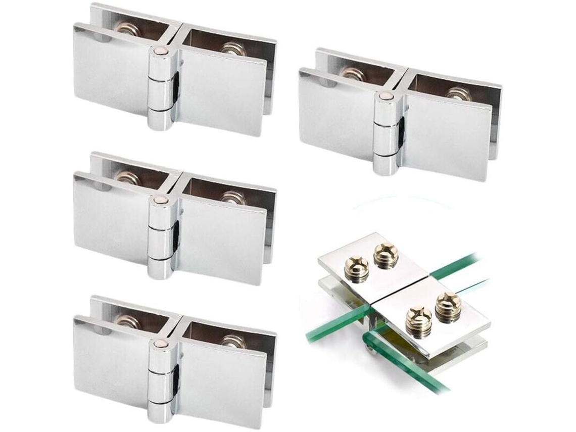 Conjunto De 4 Dobradiças Para Portas De Vidro Com Rotação De 180°, Em Liga De Zinco, Com Sistema De Encaixe, Fáceis De Instalar E Duráveis
