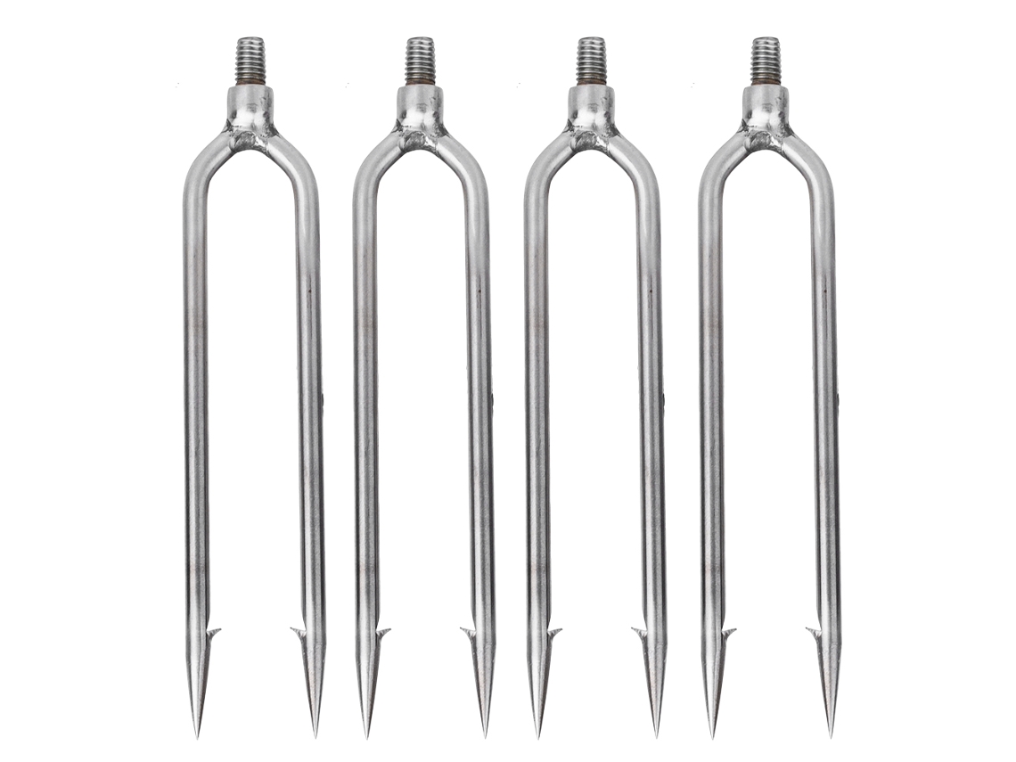 4 Pontas de Aço Inox para Pesca com 2 Dentes