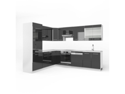 Cozinha de canto Fame-Line, 227 x 60 cm sem bancada, Antracite, Vicco