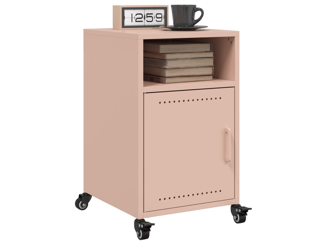 Vidaxl Mesas De Cabeceira 2 Pcs 36x39x59 Cm Aço Rosa