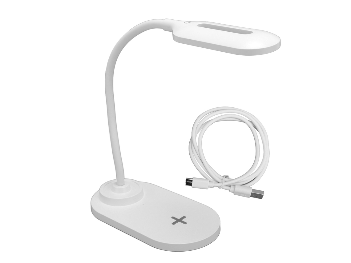 Aetheria lâmpada de Mesa Led com Carregador Sem Fio, Gooseneck Flexível, 3 Níveis de Brilho, Touch Control Branco