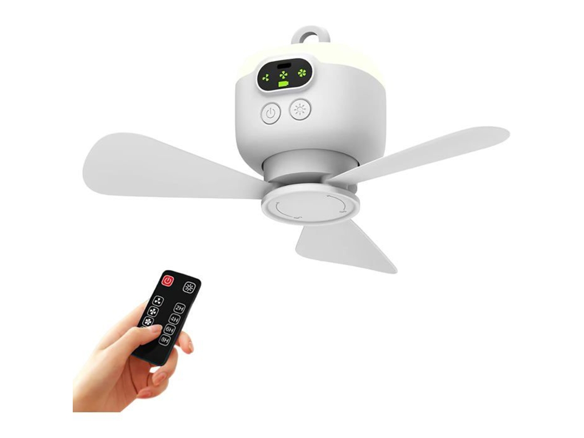Lâmpada Led Para Camping, Ventilador De Camping Com Luz, Recarregável Via Usb, Acessórios Para Camping, 3 Velocidades