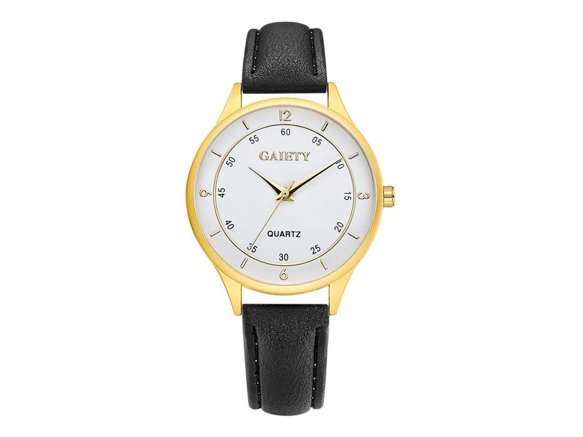 Reloj De Pulsera Analógico De Cuarzo Con Correa De Pu Gaiety (negro)