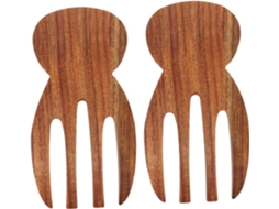Conjunto De 2 Pegadores Salada Madeira Iplusmile Para Misturar E Servir, Com Revestimento Antiaderente Resistente Ao