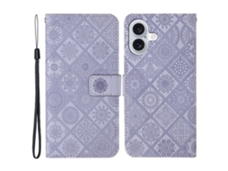 Capa Em Couro Pu, Com Pega Para Apple Iphone 16 Roxo