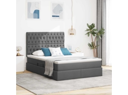 Vidaxl Cama com Arrumação e Colchão Cinza Escuro 140 X 200 Cm Tecido