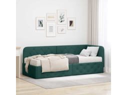 Vidaxl Estrutura De Cama De Canto Verde Escuro 80 X 200 Cm Tecido