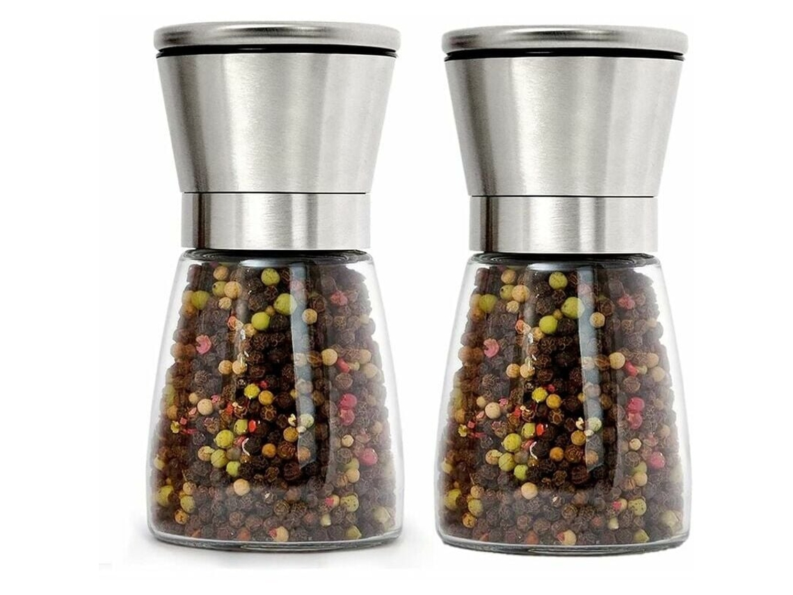 Conjunto De 2 Moedores De Pimenta E Sal Recarregáveis ​​em Aço Inoxidável Aquaforge