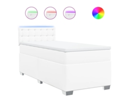 Cama com Molas e Colchão Tecido Couro Artificial Branco MAISON EXCLUSIVE (80x200 cm)