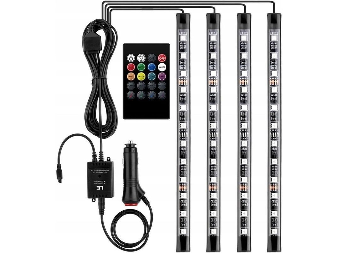 2026-linjou Lâmpadas Led Para Interiores De Carros 12v 48 Rgb Impermeáveis Com Lighter De Cigarro