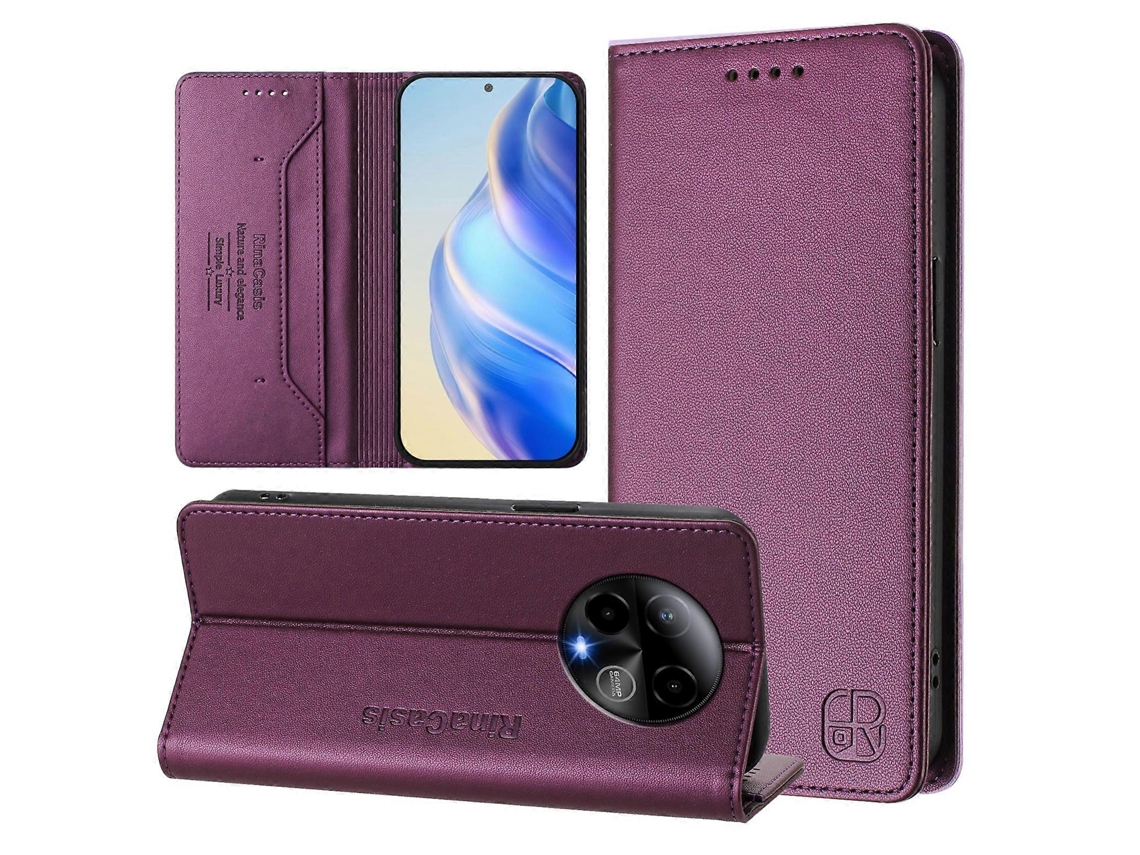 Capa De Couro Para Celular Rc01 Com Dupla Dobra Magnética E Rfid